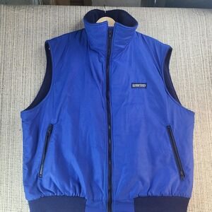 Vintage Lands' End Vest Mens XL Blue Fleece Lined Full Zip Made in USA 640LE 90s